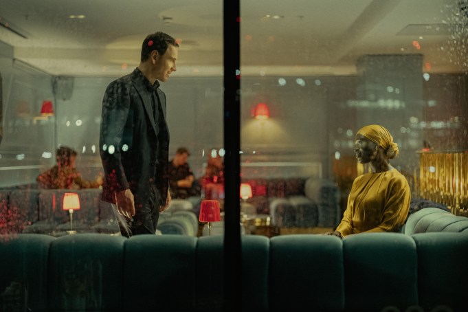 L-R Michael Fassbender as Martian and Jodie Turner Smith as Samia Zahir in The Agency, episode 1, season 1, streaming on Paramount+, 2024. Photo Credit: Luke Varley/Paramount+