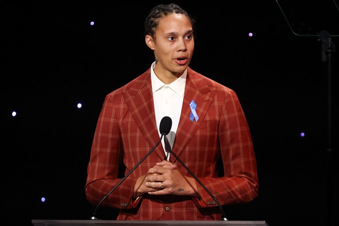 Brittney Griner at the ACLU SoCal Bill Of Rights Dinner at The Beverly Hilton on November 10, 2024 in Beverly Hills, California. (Photo by Tommaso Boddi/Variety via Getty Images)