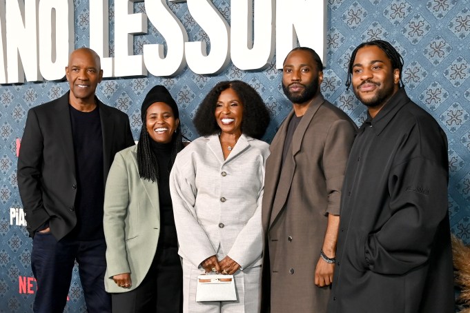 LOS ANGELES, CALIFORNIA - NOVEMBER 19: (L-R) Denzel Washington, Katia Washington, Pauletta Washington, John David Washington and Malcolm Washington attend the Premiere of Netflix's "The Piano Lesson" at The Egyptian Theatre Hollywood on November 19, 2024 in Los Angeles, California. (Photo by Jon Kopaloff/Getty Images)