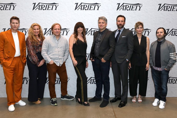 WEST HOLLYWOOD, CALIFORNIA - JUNE 09: (L-R) Dustin Lance Black, Molly Smith Meltzer, Robbie Pickering, Nikki Toscano, Drew Crevello, Patrick MacManus, Maggie Cohn and Danny Strong attend Variety's A Night in the Writers' Room on June 09, 2022 in West Hollywood, California. (Photo by Anna Webber/Getty Images for Variety)