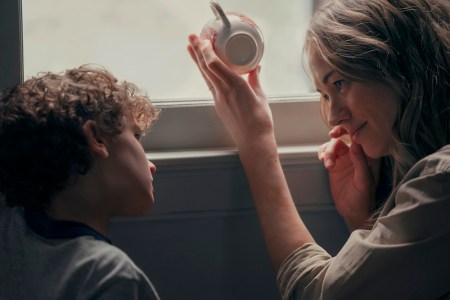 TEACUP -- "Think About the Bubbles" Episode 101 -- Pictured: (l-r) Caleb Dolden as Arlo Chenoweth, Yvonne Strahovski as Maggie Chenoweth— (Photo by: Daniel McFadden/PEACOCK)