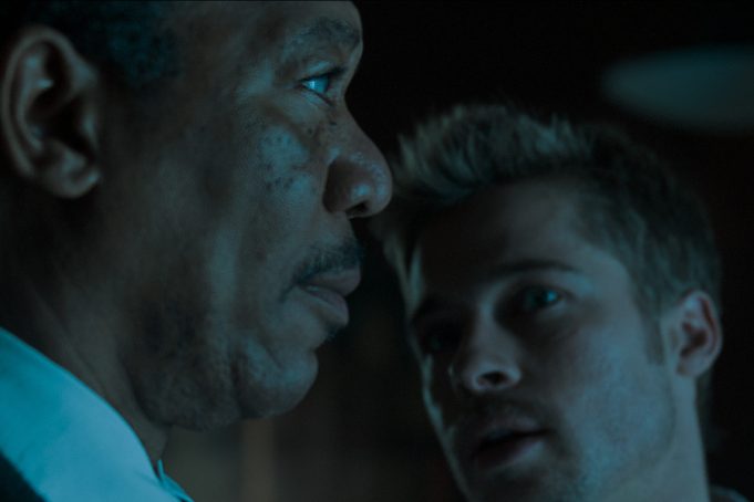 Morgan Freeman, left, and Brad Pitt in "Seven"